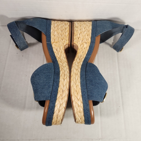 Women's Vince Camuto Meterry Denim Adjustable Wedge Sandals - Picture 3 of 11